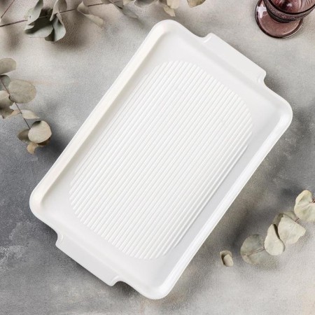 Porcelain dish for baking Magistro "Blanche", 40.5 × 25.5 cm, white color