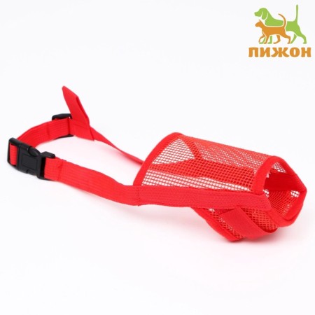 Muzzle mesh with double fixation, size L (length on the nose 6 cm, muzzle 25 cm), red-1