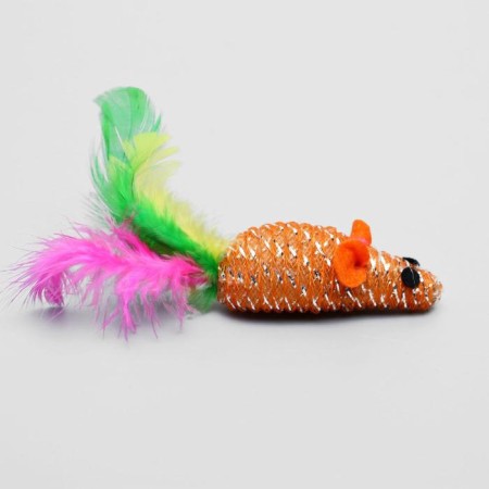 Mouse "Festive with feathers", 7 cm, mix of flowers-2