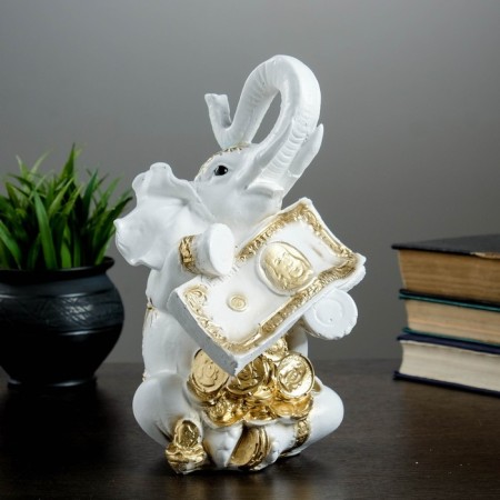 Pigger "Elephant with Money" White-gold, 15x13x26cm-6