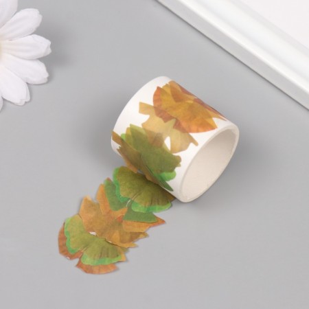 Adhesive tape paper "Ginkgo leaves" 50 pictures 3.5x3.5x3.7 cm-1