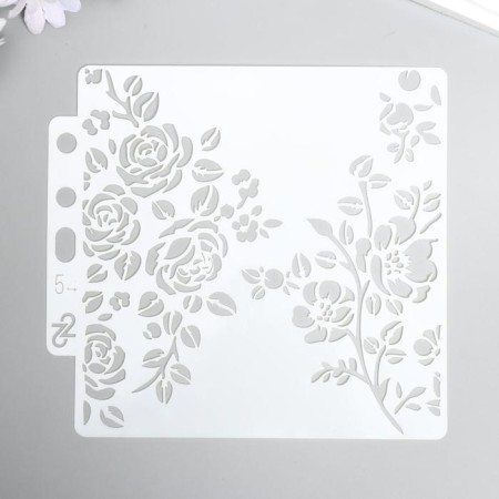 Plastic stencil "Rose and rosehip" 13x14 cm
