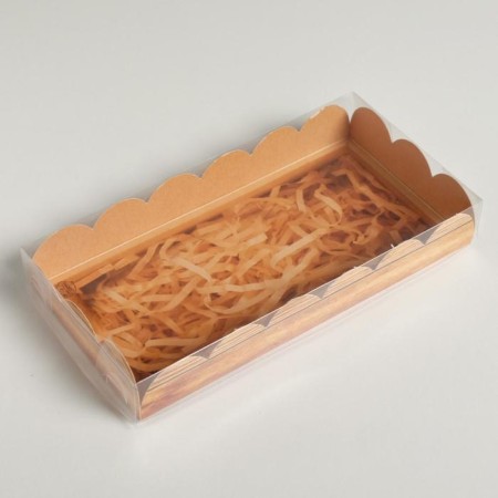Cookie box, confectionery packaging with PVC lid, hand make, 10.5 x 21 x 3 cm-2