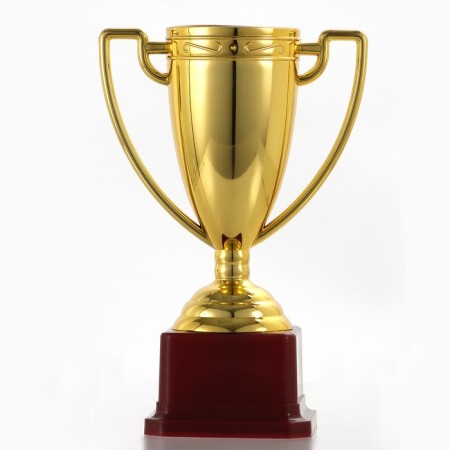 Cup 093, award figure, gold, plastic stand, 18.2 x 12 x 7.5 cm.-1