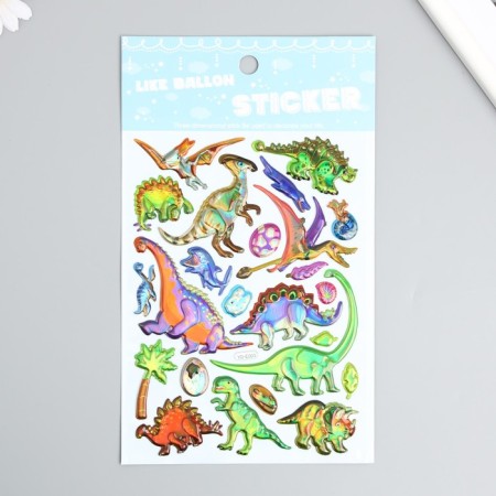 Stick plastic holography with a metallic tint "dinosaurs" 9.5x27 cm-2