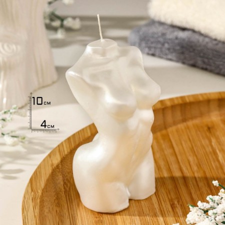 Figure candle Lacked "Women's silhouette", 10 cm, pearl