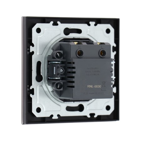 Socket with USB-A + usb-C connectors, 2.1 A, 5V, TOT GLOSSY GLASS, hidden, glass, black-3