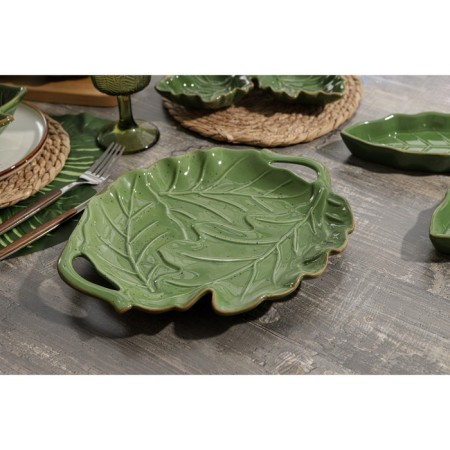 Serving dish with handles of the share "leaf", 29 × 3.3 cm, green color-6