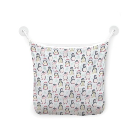 Organizer in a bath on suction cups "New Year's Penguins", for storing toys and trifles, size 33x39 cm-2