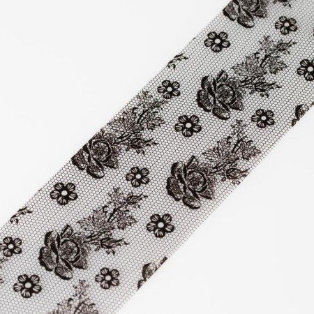 Translated foil for decor "guipure", with a pattern, 4 × 50 cm, in a plastic case, the color is transparent/black-1