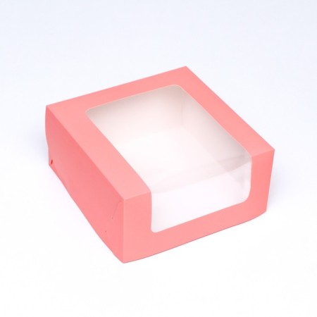 Confectionery packaging with a window, pink, 21 x 21 x 10 cm-1
