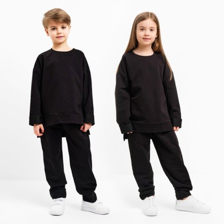Children's costume (sweatshirt, trousers) minku black color, height 110 cm