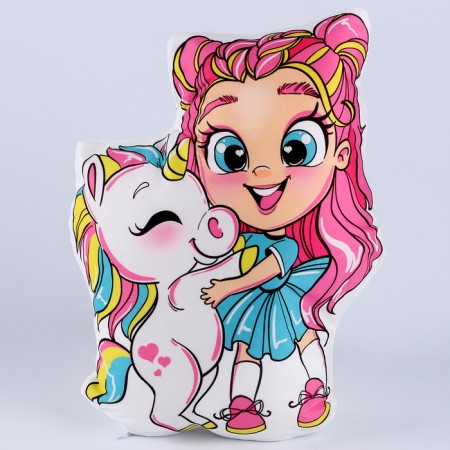 Decorative pillow "Unicorn and girl"-1