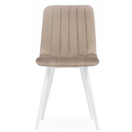 Stool on the metal frame Dani metal/velor, white/beige 43x48x85 cm-1