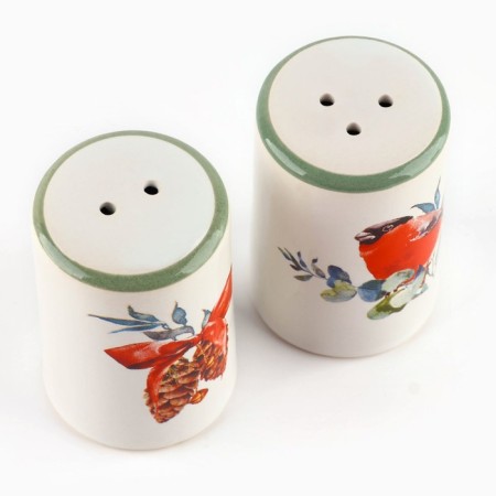 New Year! Set for spices New Year's ceramic "Bullfinch!", 12x6.5x7 cm, white color-4