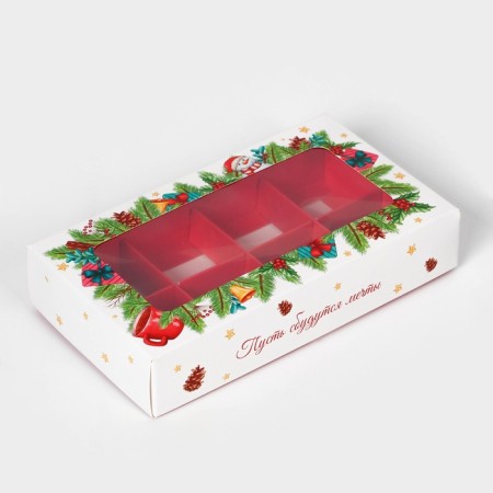 New Year. Box for 8 sweets, 9.8 x 17.7 x 3.5 cm, confectionery packaging-3