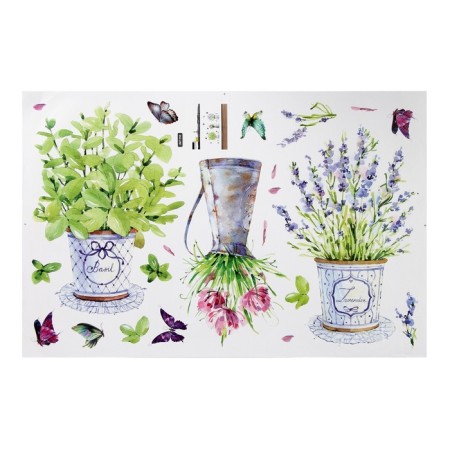 Interior plastic sticker "Provence. Flowers in pots" 60x90 cm-1