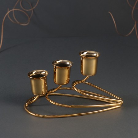 Summary metal for 3 candles "drops" gold 15x9x9 cm-1