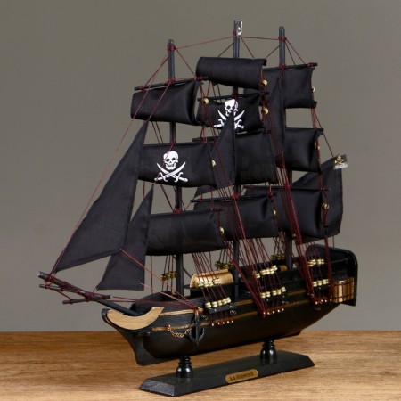 Ship "Golden Lan", black sails, 50x9x45 cm-2