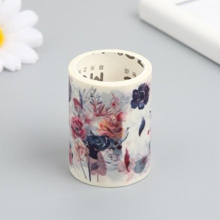 Adhesive tape paper "gray-pink flowers" width 5.4 cm winding 3 m 5.4x3.8x3.8 cm