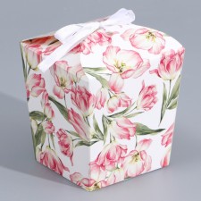 Bonbonniere box, gift packaging, “flowers”, 7.5 x 8 x 7.5 cm
