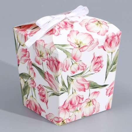 Bonbonniere box, gift packaging, “flowers”, 7.5 x 8 x 7.5 cm