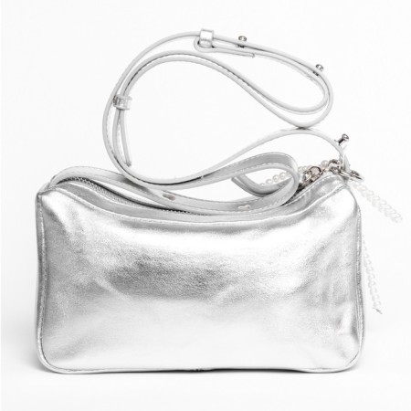 Bag Cross-Body Women's, genuine leather, Ludor silver, 21x9x13 cm-1