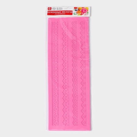 Silicone rug for icing Dalyan "Narrow stripes", 39 × 12 cm, pink color-6