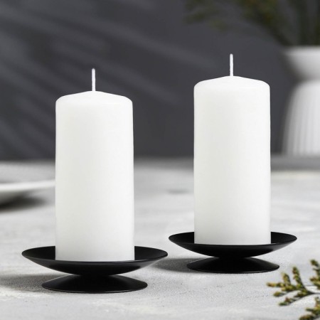 Set of candlesticks Metal "Lotus", 7.5x2 cm, 2 pieces, black
