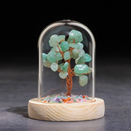 Souvenir in the dome "Energy tree. Anterurine green", natural stone, 10 x 7 cm-1