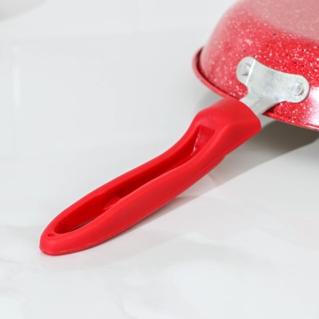 Sleek pan, d = 20 cm, plastic handle, anti -stick coating, red color-4