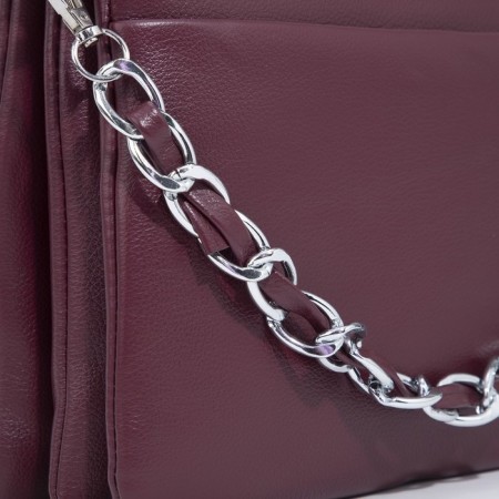 Cross-Bodi bag with zipper, burgundy color-4