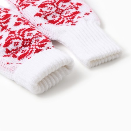 Double female mittens, white color, river 18-2