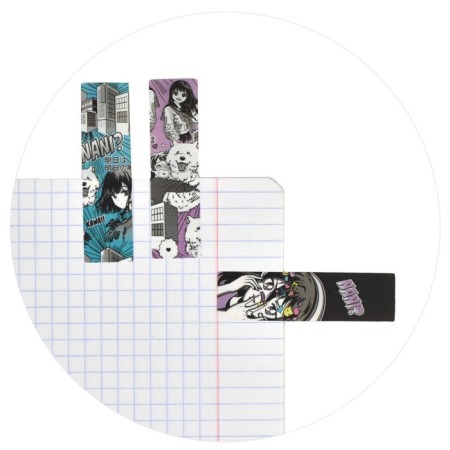 Bookmarks with adhesive edge (stickers) 15 x 55 mm, 5 colors of 25 sheets, plastic, Phoenix "Girl"-1