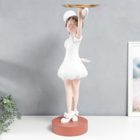 Souvenir Polystone stand "Baby with ears, in a white dress with a dish" 81x40x40 cm-3