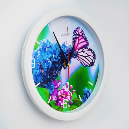 Wall watches, D-28 cm, interior "butterfly on the flower", silent-1