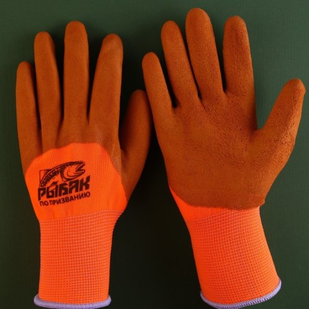 Fishing gloves, rubber "Fisherman by vocation", size m, color orange-3