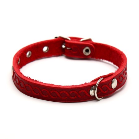 Collar of a single-layer leather unsyted, 1.2 cm, Osh 20-26 cm, mix of colors and types-2