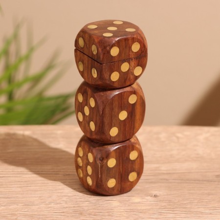 Dice play in a box 12x4x4 cm, wood shisham-1