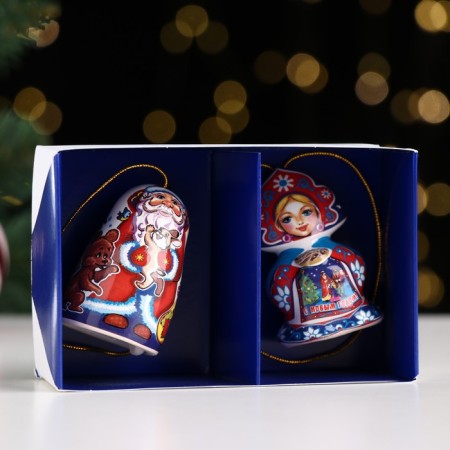 Набор ёлочных игрушек "Дед Мороз и Машенька", 6 см-4