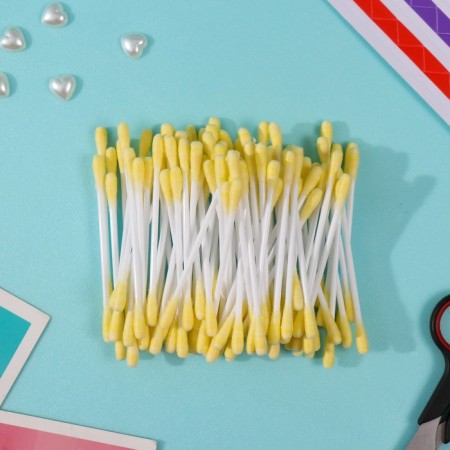 Cotton sticks yellow 100 pcs in p/floor package
