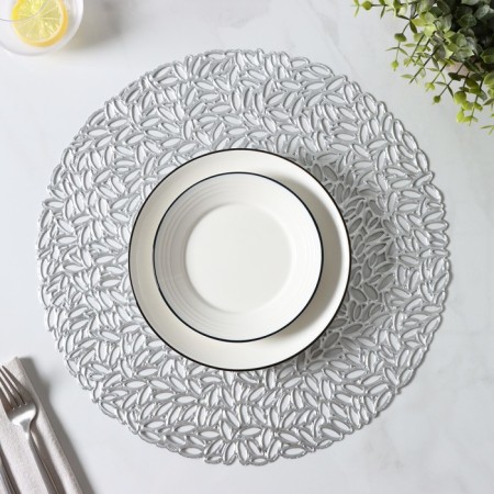 Set of serving napkins on the table "Manifik", d = 38 cm, 4 pcs, silver color-6