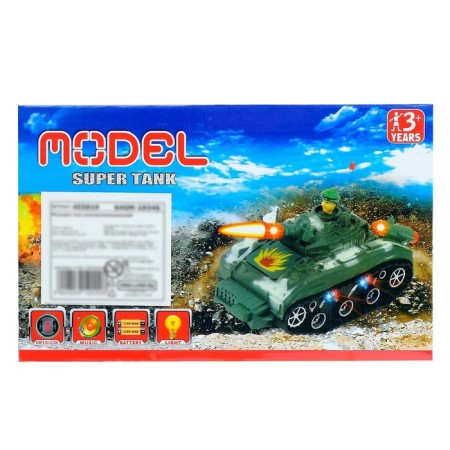 Tank "Attack", light and sound effects, works from batteries, mix-10