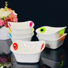 Set of Lenardi salad bowls, with handles, porcelain, 13 cm, 6 pcs