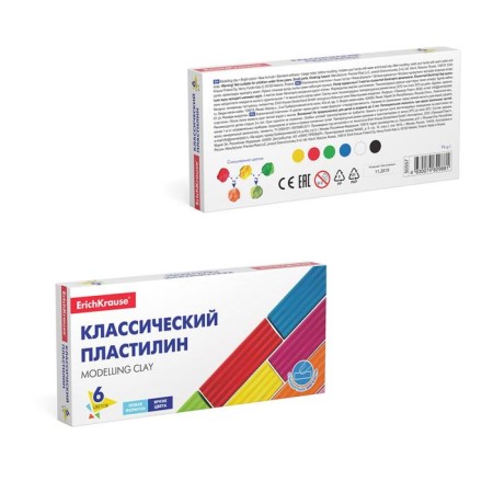 Plasticine 6 colors, 96 g, Erichkrause Basic, in cardboard packaging-12