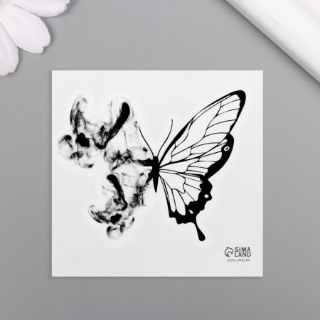Tattoo on the body Black "black butterfly" 6x6 cm-3