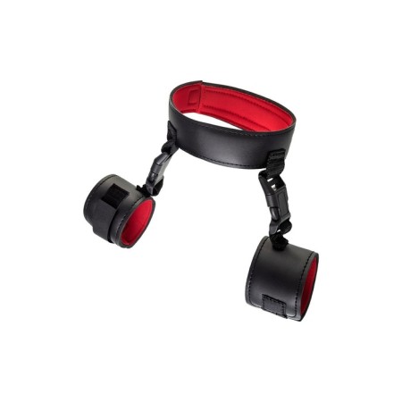 Collar with handcuffs Toyfa Theater, PVC, 44 cm, black color