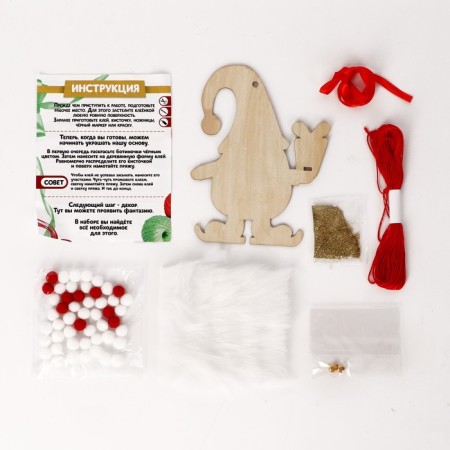 Set for creativity “Wooden Christmas tree toy with decor. Father Frost"-1
