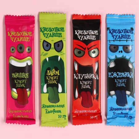 The acidic chewing candy “acidic as the face of the former” paints language, 10 g.-5