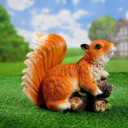 Garden figure "Squirrel on a branch with cones" 14x24x21cm-1